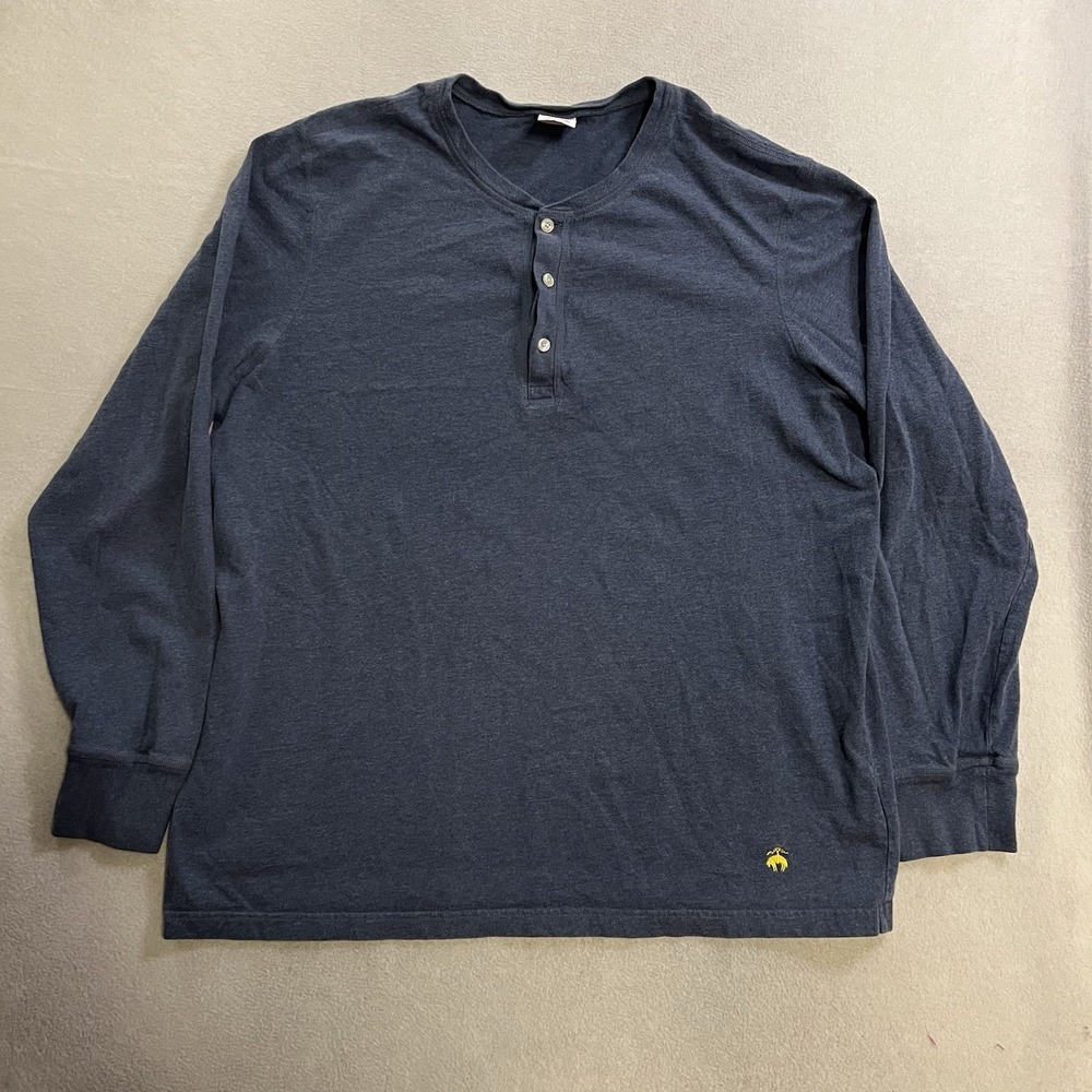 Brooks Brothers Henley T-Shirt Men's Size XXL Blue Cotton Long Sleeve Preppy